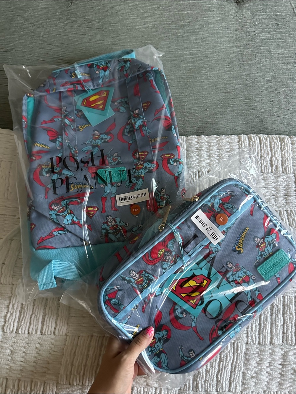 Posh Peanut Superman Blue Backpack & Lunch Bag Set